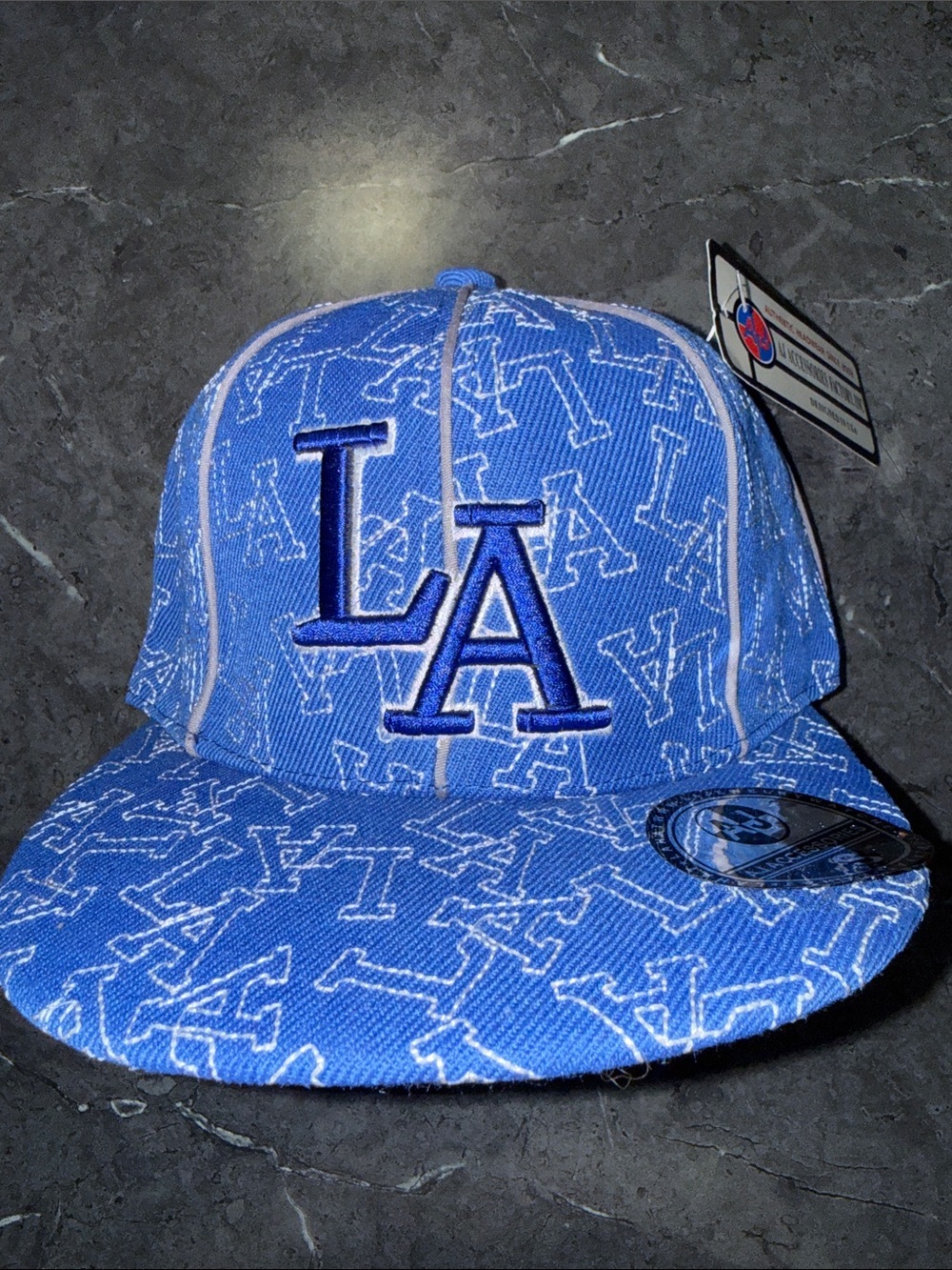 LA Embroidered Kids Snapback Hat - Blue